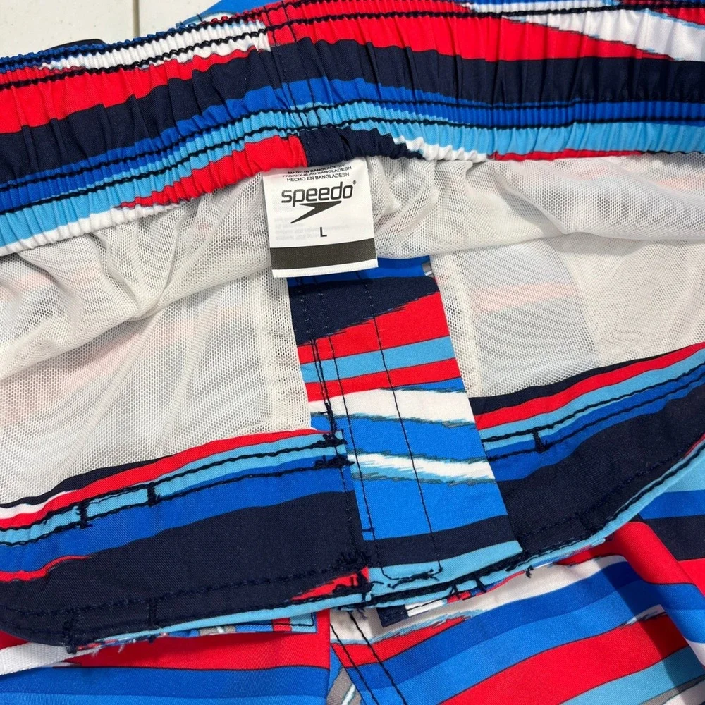 Speedo Shatter Stripe‎ Board Shorts Swim Trunks Striped L Men Beachwear